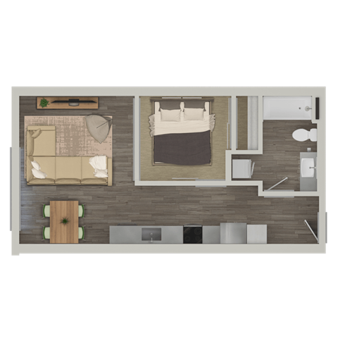 Floor plan for 1 bed, 1 bath, 549 sqft